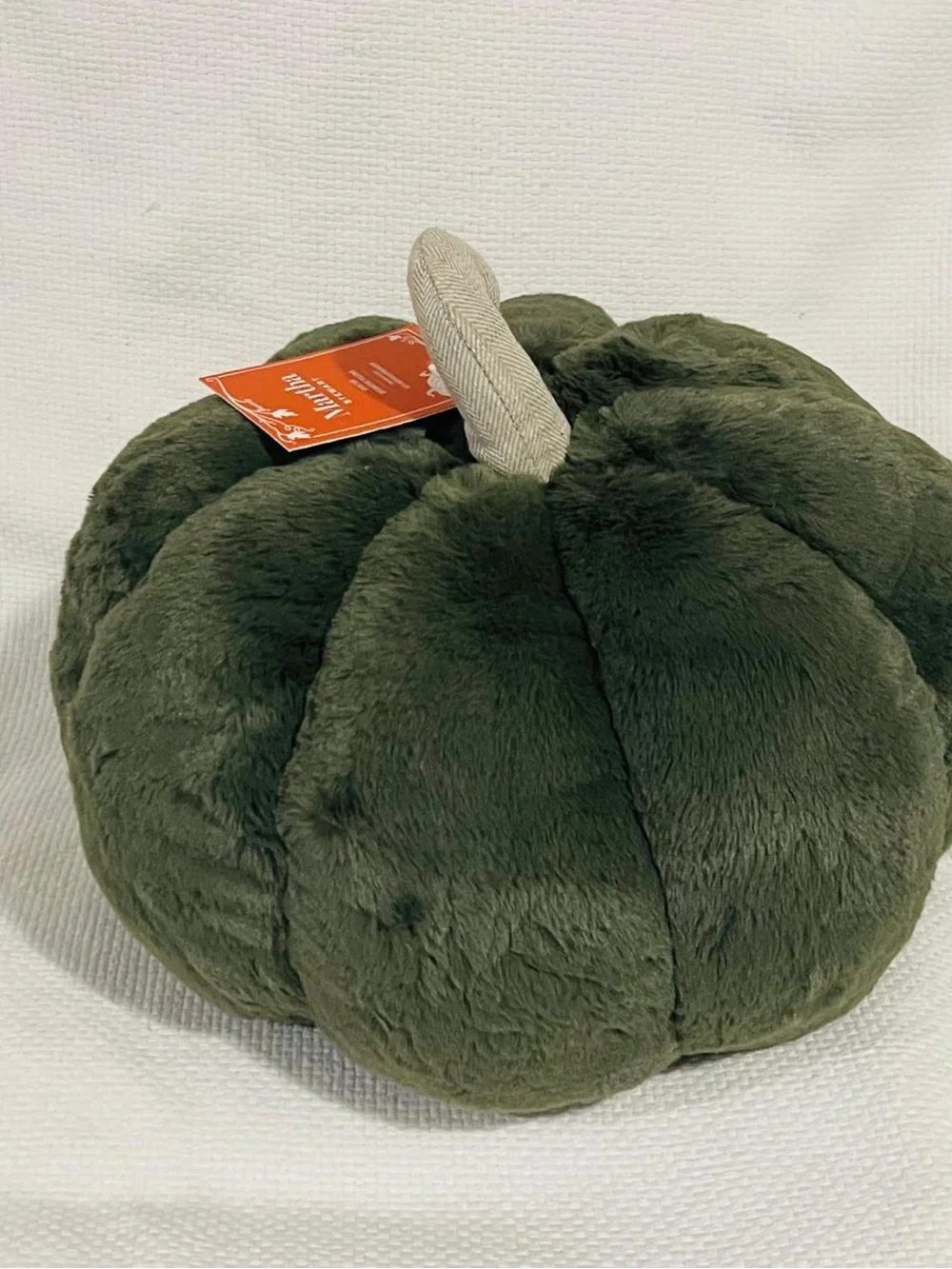 Martha Stewart Olive Green Velvet Pumpkin Pillow
